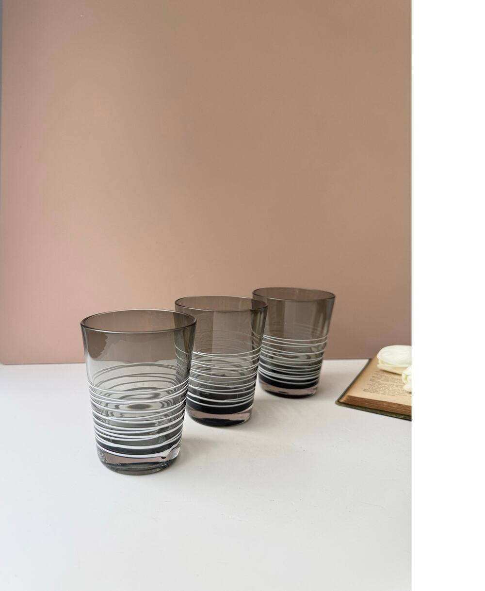 Zafferano Filante Gray Tumbler Glasses Set of 3 | Mouth Blown Italian Glass